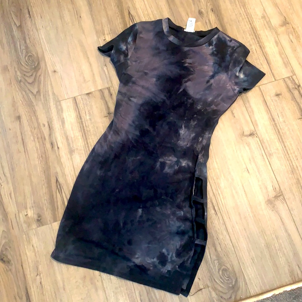 fashion nova grey tie dye body dress